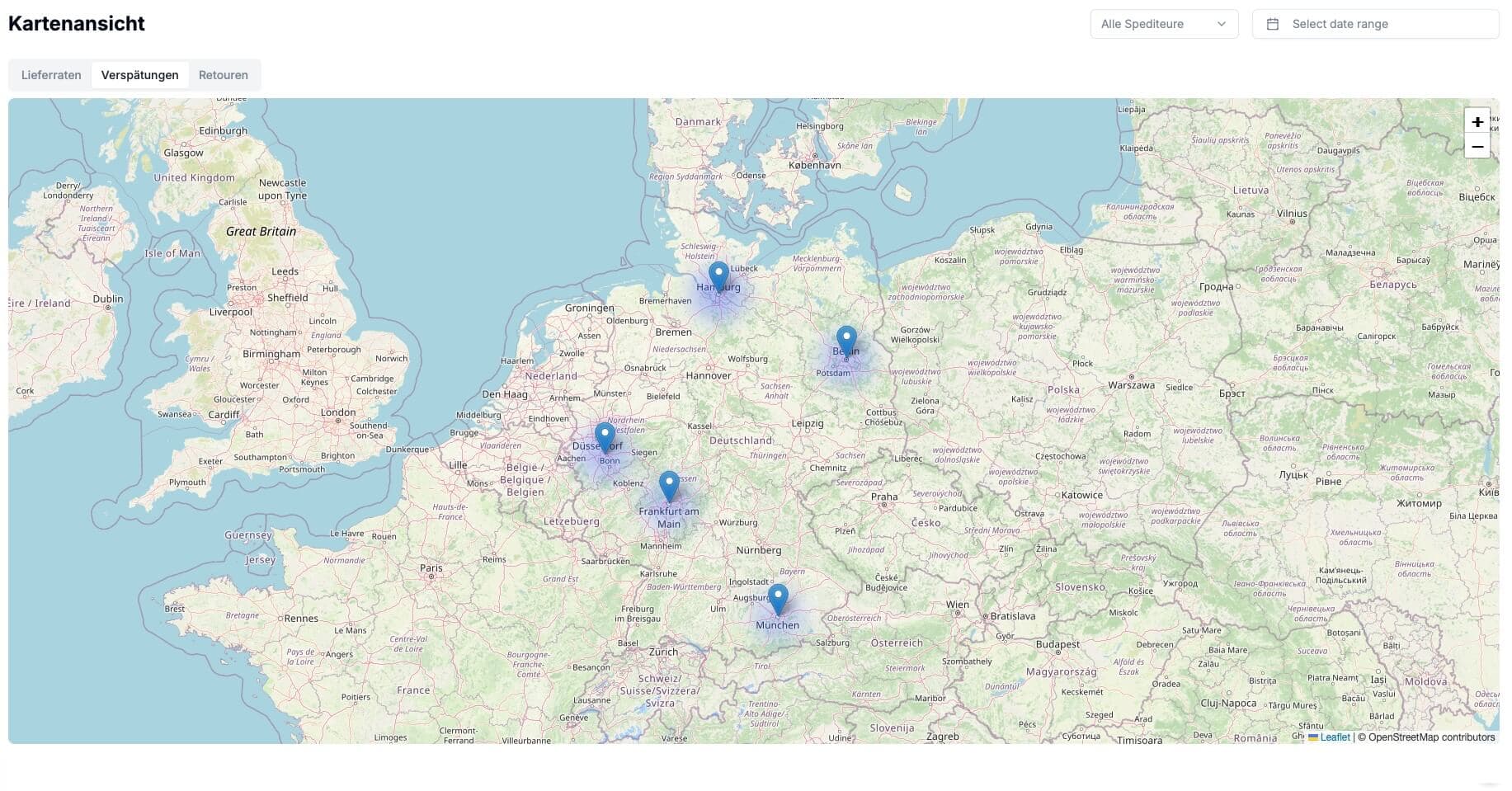 Analytische Auswertung mit Heatmap der Liefergebiete