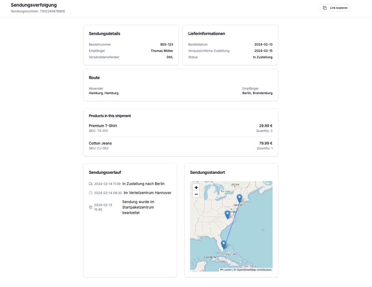 White-Label Tracking-Portal im Kundendesign